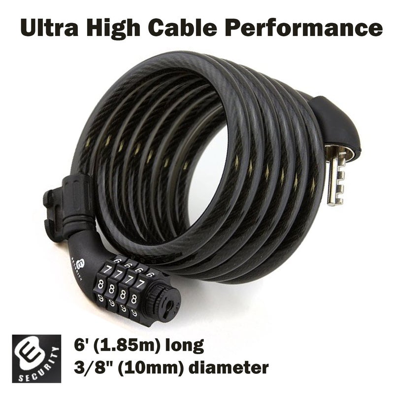 ETRONIC M6 Resettable Combination Lock Bike Cable  6-Feet x 3/8-Inch  Black - Image 4